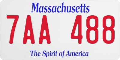 MA license plate 7AA488