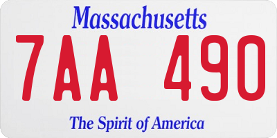 MA license plate 7AA490