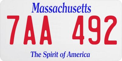 MA license plate 7AA492