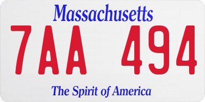 MA license plate 7AA494