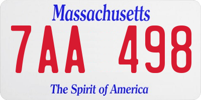 MA license plate 7AA498