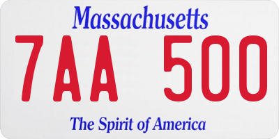 MA license plate 7AA500