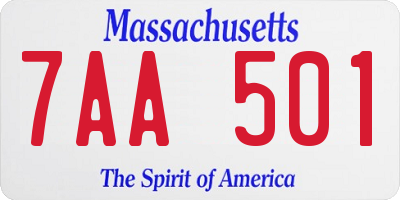 MA license plate 7AA501