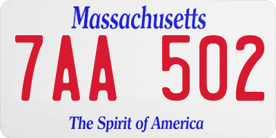 MA license plate 7AA502