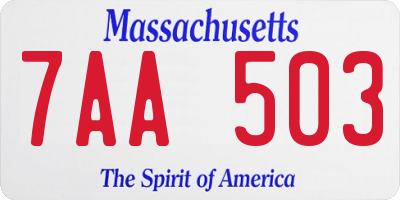 MA license plate 7AA503