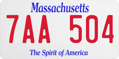 MA license plate 7AA504