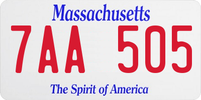 MA license plate 7AA505