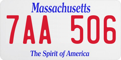MA license plate 7AA506