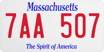 MA license plate 7AA507