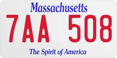 MA license plate 7AA508