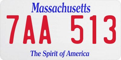 MA license plate 7AA513