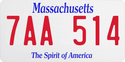MA license plate 7AA514