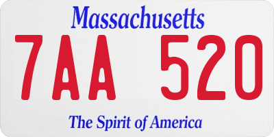 MA license plate 7AA520