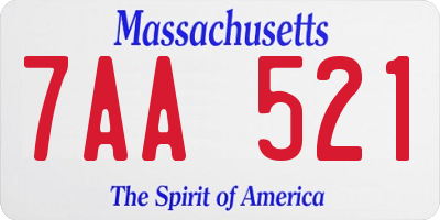 MA license plate 7AA521