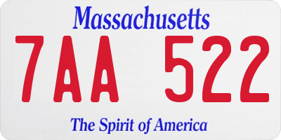 MA license plate 7AA522