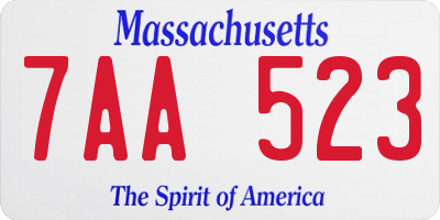 MA license plate 7AA523
