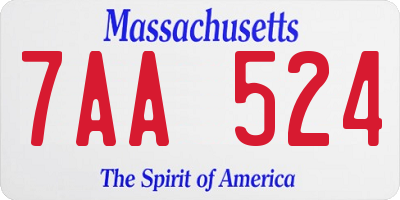 MA license plate 7AA524