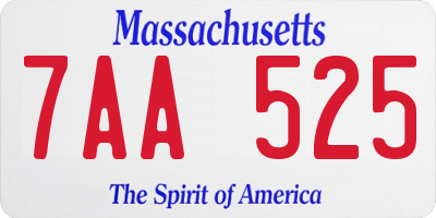MA license plate 7AA525