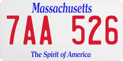 MA license plate 7AA526