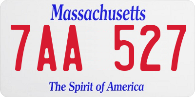 MA license plate 7AA527