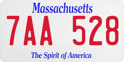 MA license plate 7AA528