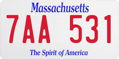 MA license plate 7AA531