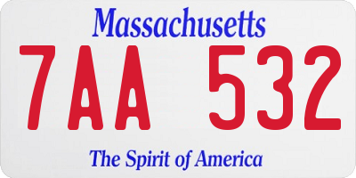 MA license plate 7AA532