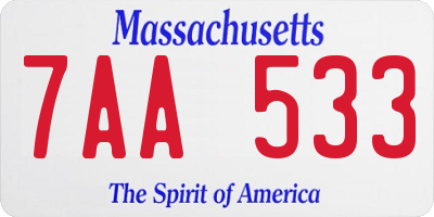 MA license plate 7AA533