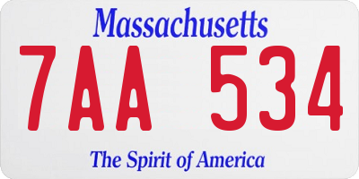 MA license plate 7AA534