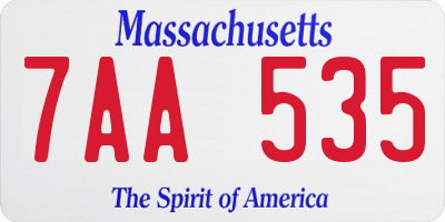 MA license plate 7AA535