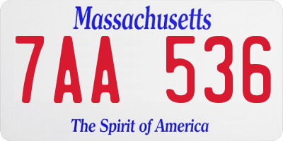 MA license plate 7AA536