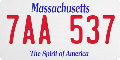 MA license plate 7AA537