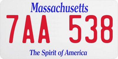 MA license plate 7AA538