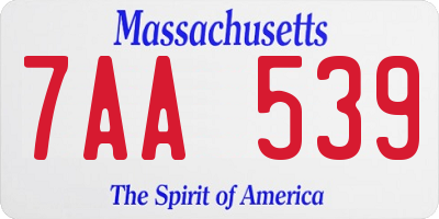 MA license plate 7AA539