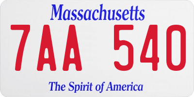 MA license plate 7AA540