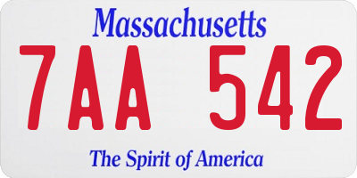 MA license plate 7AA542