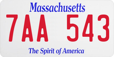 MA license plate 7AA543