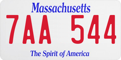 MA license plate 7AA544