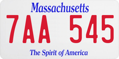 MA license plate 7AA545
