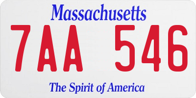 MA license plate 7AA546