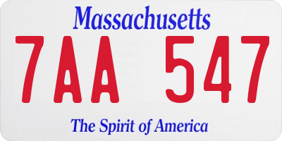 MA license plate 7AA547