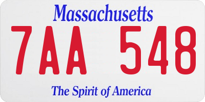 MA license plate 7AA548