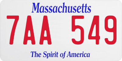 MA license plate 7AA549