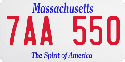 MA license plate 7AA550