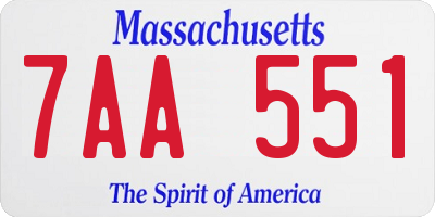 MA license plate 7AA551