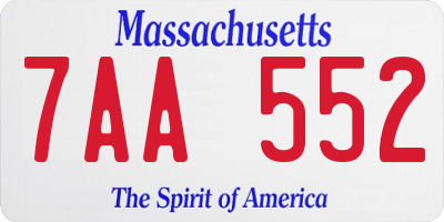 MA license plate 7AA552