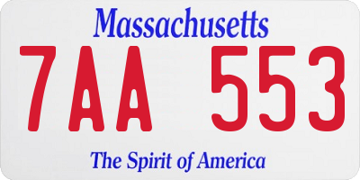 MA license plate 7AA553