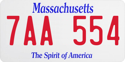 MA license plate 7AA554