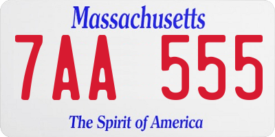 MA license plate 7AA555