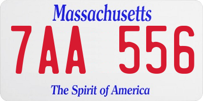 MA license plate 7AA556